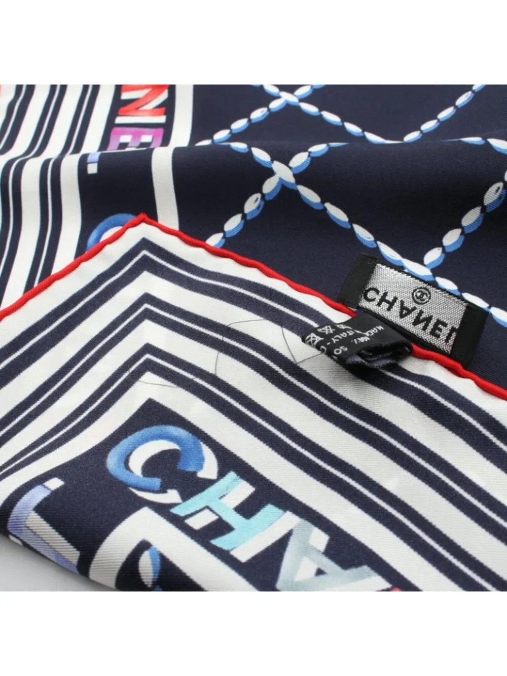 Chanel Shawl CC Logo Quilted Silk Scarf